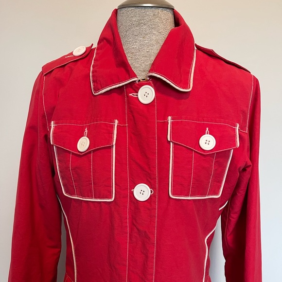 ONLY Brand Stylish Red Trench Coat - Picture 9 of 15